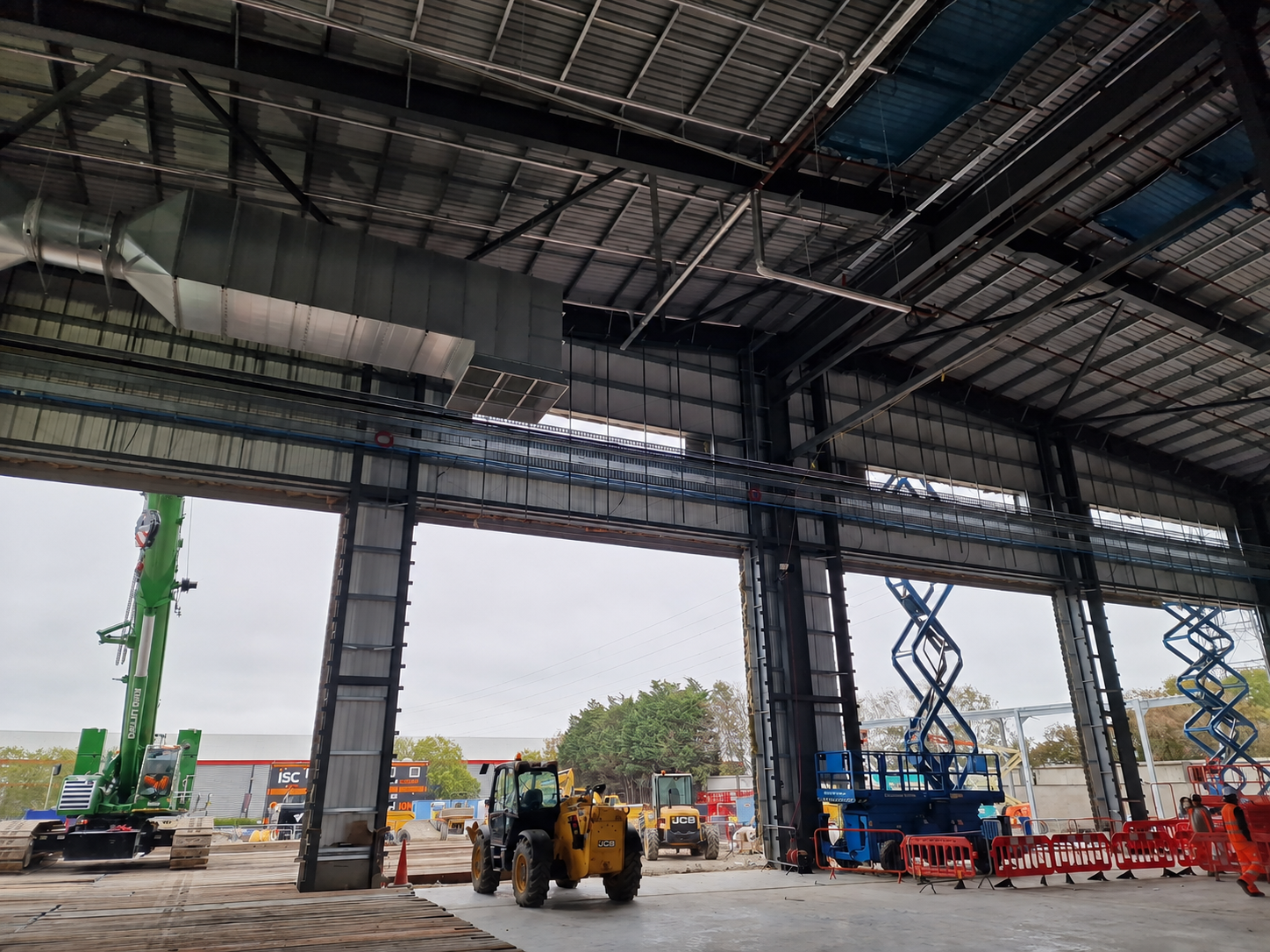 High-level services and access equipment inside Barking Waste Transfer Station