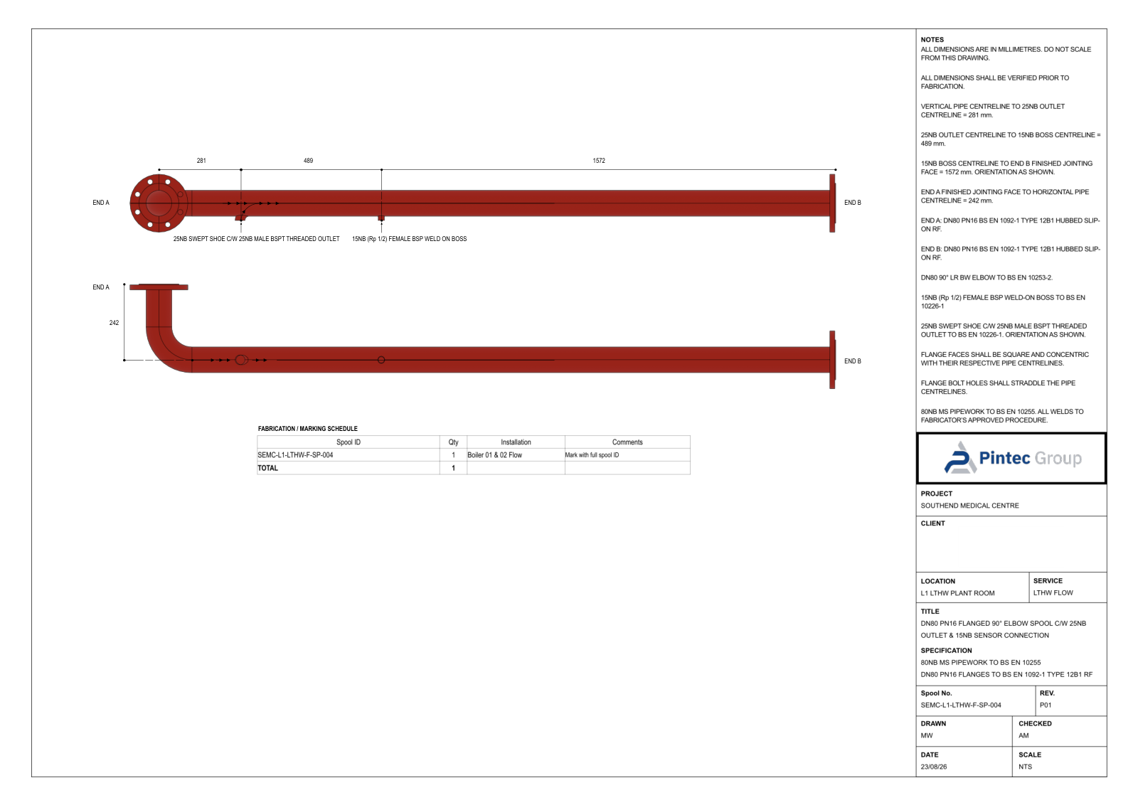 Flow Spool Detail drawing sheet