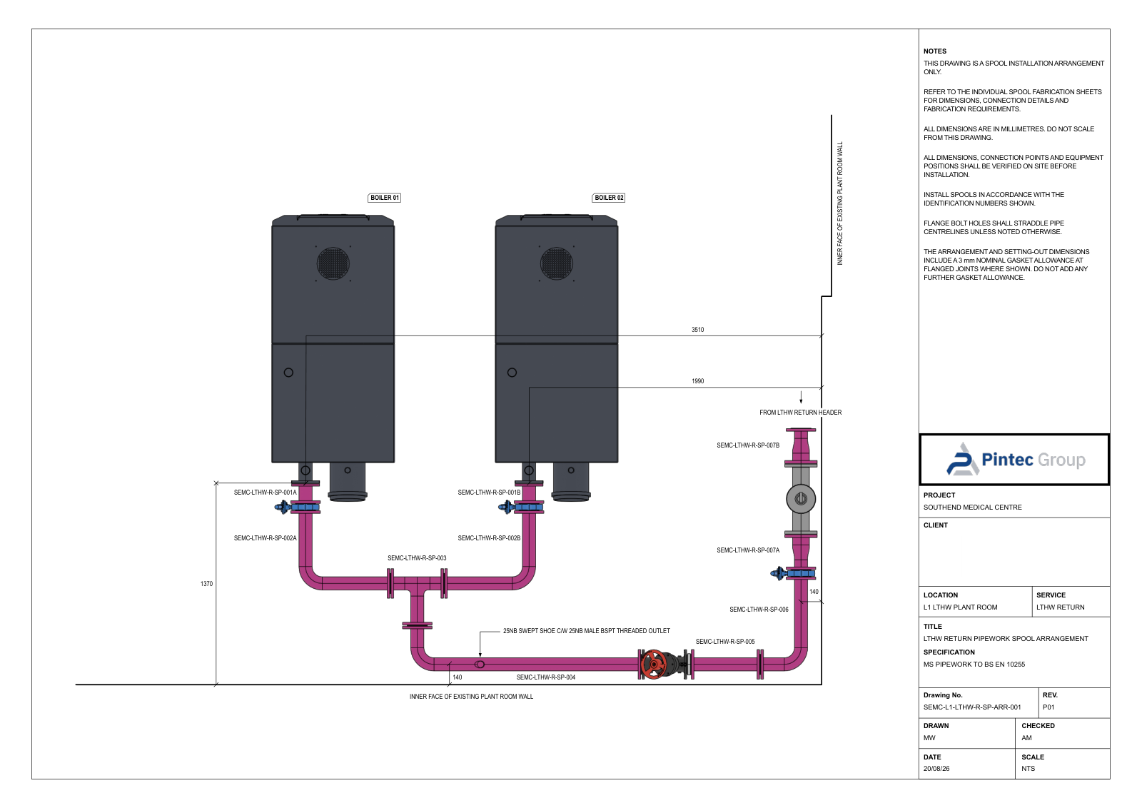 Boiler Return Arrangement drawing sheet