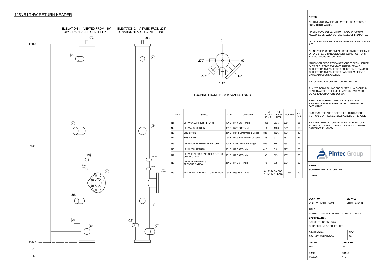Return Header drawing sheet